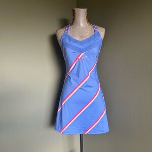 Nike Court Tennis Women’s SlimFit Blue Dress with Red and White Stripes NWOT